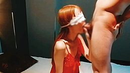 sexy red lingerie big tits stepsis sucks cum homemade