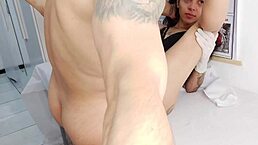 nurse catches patient's huge erection and licks balls during checkup