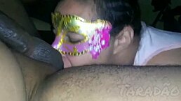 bbw ebony puta gulps huge cock milk facial in lingerie