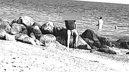 voyeur catches huge monster cock nudist beach stroll