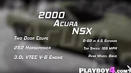 Sexy petite ebony milf with big tits washes NSX in garage!