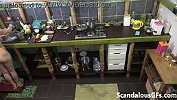 check out my curvy redhead ex gf's fat tits and ass cooking nude