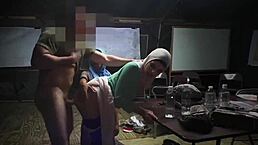Arab teen sneaks into army base for old man fuck