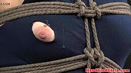 india summer's tits bound overarm in bdsm rope