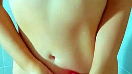 Sensual latina teen shaves brunette ass pussy masturbates solo with vibrator in steamy shower!